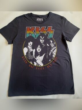 KISS Rovk & Roll All Nite Graphic Tee Size M Black Rainbow